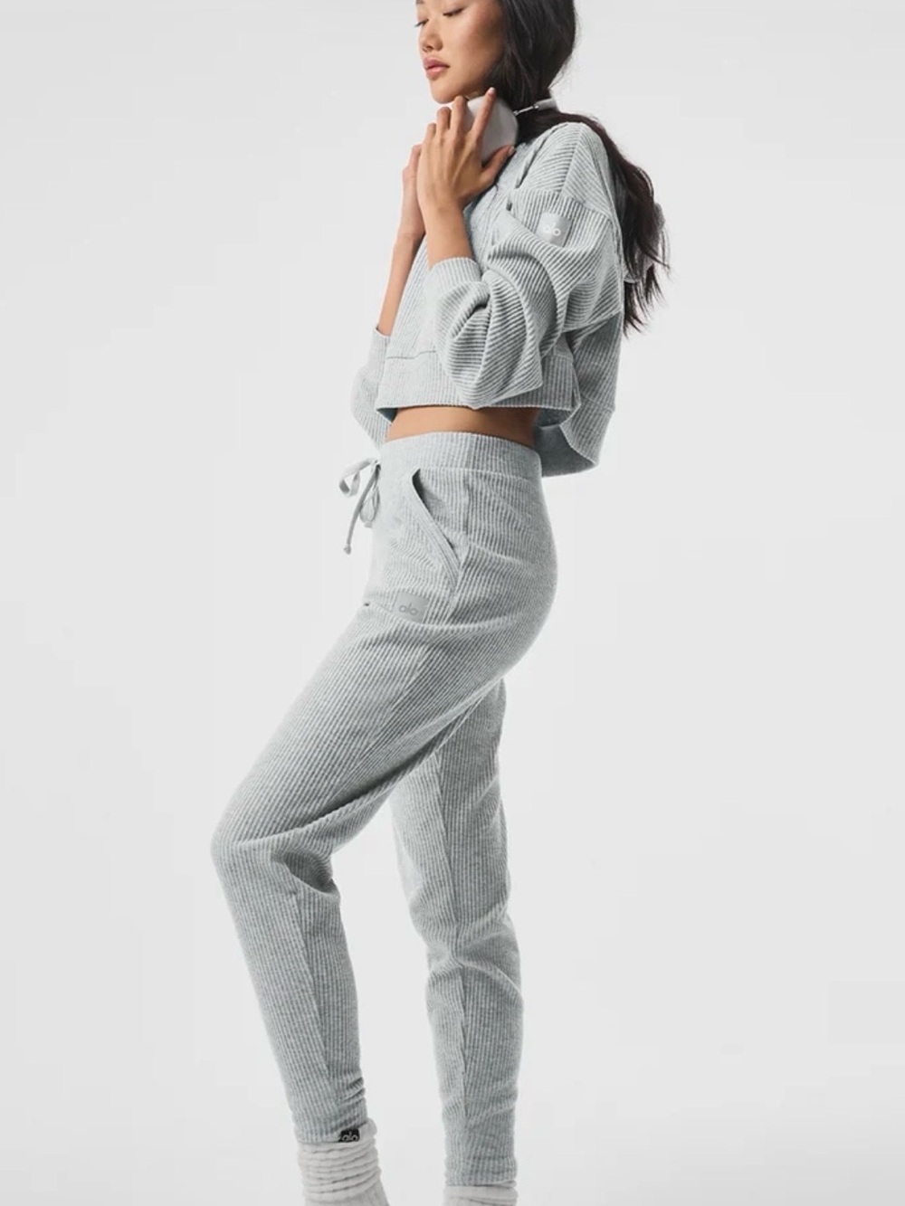 ALO Muse Hoodie & Sweats Set | Athletic Heather Grey